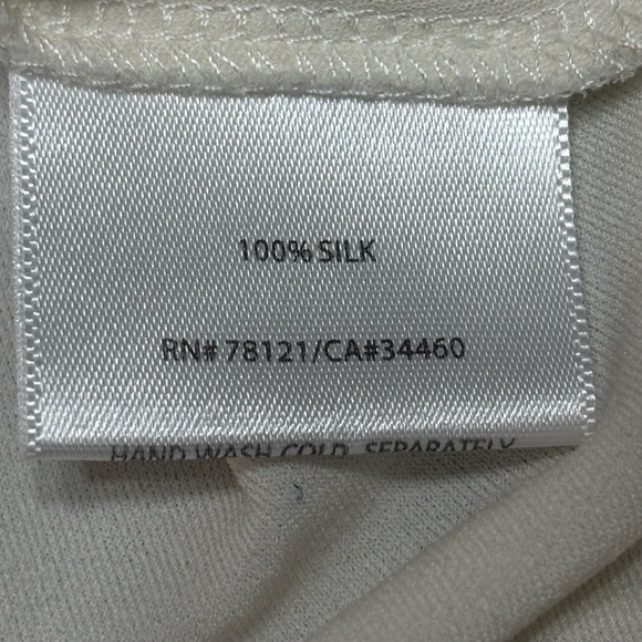 Eileen Fisher Cream Short Silk Blouse - Picture 7 of 7